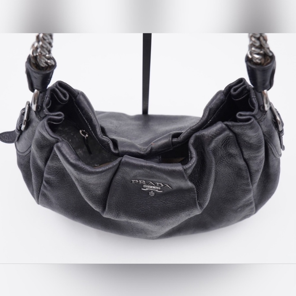 PRADA Black Cervo Leather Chain Bag - Picture 12 of 13